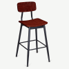 Basel Metal Bar Stool with Veneer Wood Back and Seat
