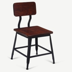 Massello Industrial Black Metal Chair with Wood Back & Seat