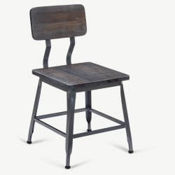 Massello Industrial Metal Chair with Wood Back and Seat
