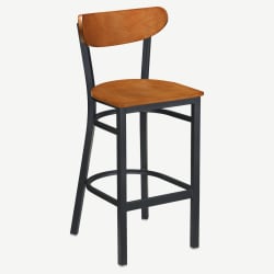 Curvy Metal Bar Stool with Wood Back