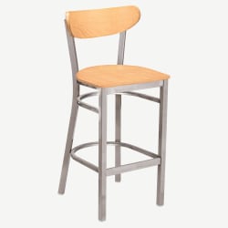 Curvy Bar Stool in Clear Coat with Wood Back