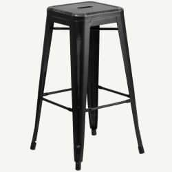 Distressed Black Backless Bistro Style Bar Stool