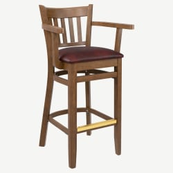 Premium US Made Vertical Slat Wood Bar Stool With Arms
