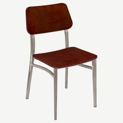 Luca Metal Chair with Wood Back in Clear Coat Finish