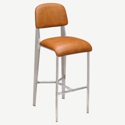 Nico Padded Metal Bar Stool in Clear Coat
