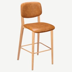 Enzo Wood Grain Metal Bar Stool with Padded Back