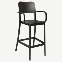 Parker Solid Back Outdoor Resin Bar Stool with Arms