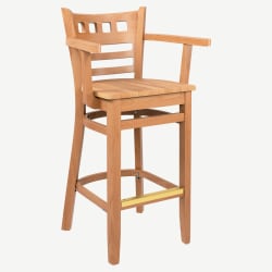 Premium US Made American Back Wood Bar Stool with Arms