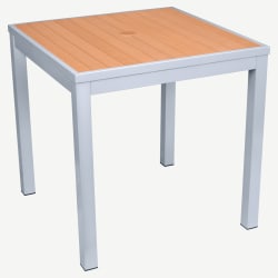 Aluminum Outdoor Table in Gray Finish and Faux Teak