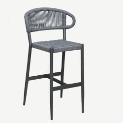 Marina Aluminum Outdoor Bar Stool in Slate Gray Rope