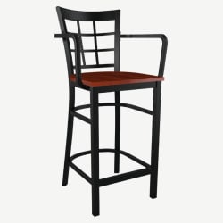 Window Back Metal Bar Stool With Arms