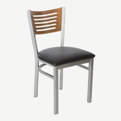 Silver Metal Chair with 5 Slats Back