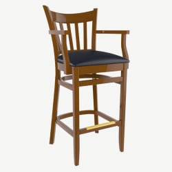 Premium US Made Vertical Slat Wood Bar Stool With Arms