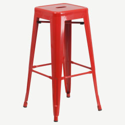 Red Backless Bistro Style Bar Stool
