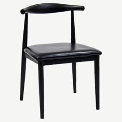Curved Back Metal Chair in Black Finish with Black Vinyl Seat