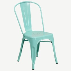Bistro Style Metal Chair in Light Blue Finish