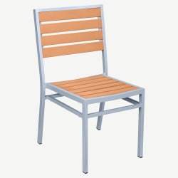 Grey Finish Heavy Duty Aluminum Patio Chair with Faux Teak