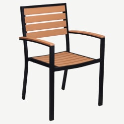 Black Heavy Duty Faux Teak Patio Arm Chair