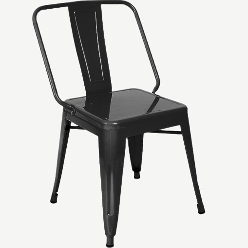 Extra Wide Bistro Style Metal Chair in Black Finish
