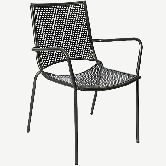 Stackable Iron Patio Arm Chair with Iron Mesh Seat and Back