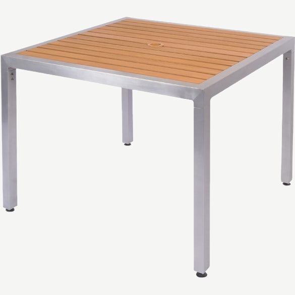 Natural Faux-Teak Aluminum Patio Table
