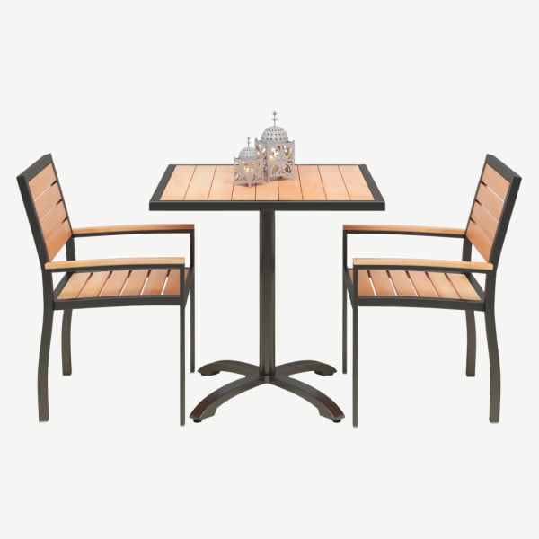 Set of 2 Black Aluminum Arm Chairs With Table