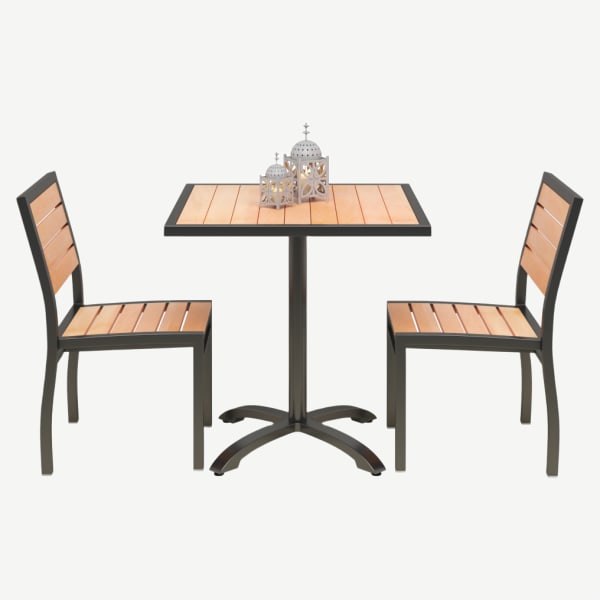 Set of 2 Black Aluminum Patio Chairs with Table