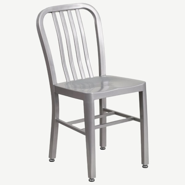 Patio Metal Chair in Silver Finish