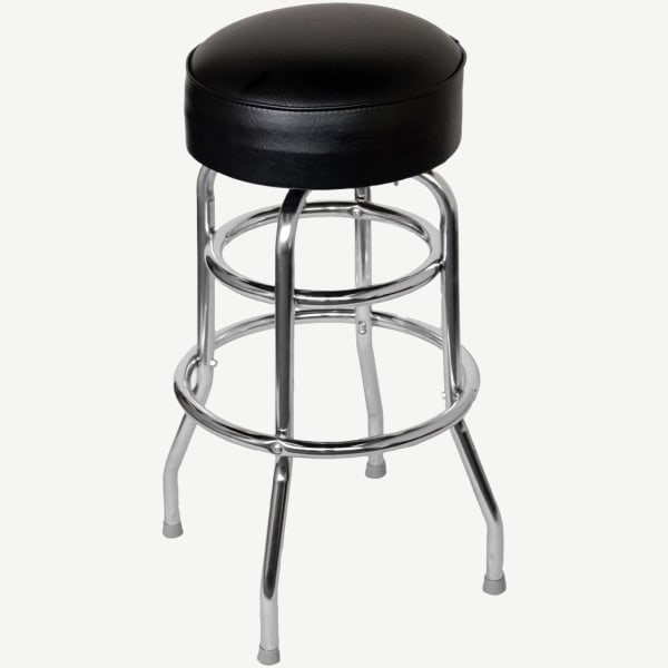 Chrome Backless Swivel Bar Stool with a Single/Double Ring