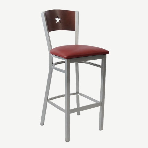 Grey Finish Interchangeable Back Metal Bar Stool with a Star in the Back
