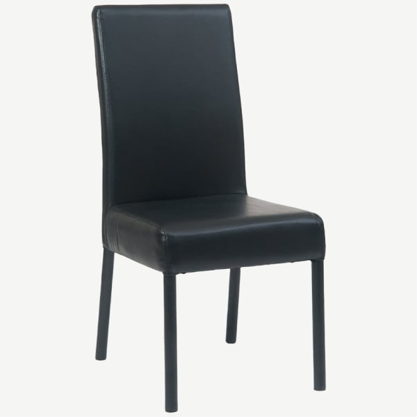 Black Metal Parsons Lounge Chair with Black Vinyl Upholstery