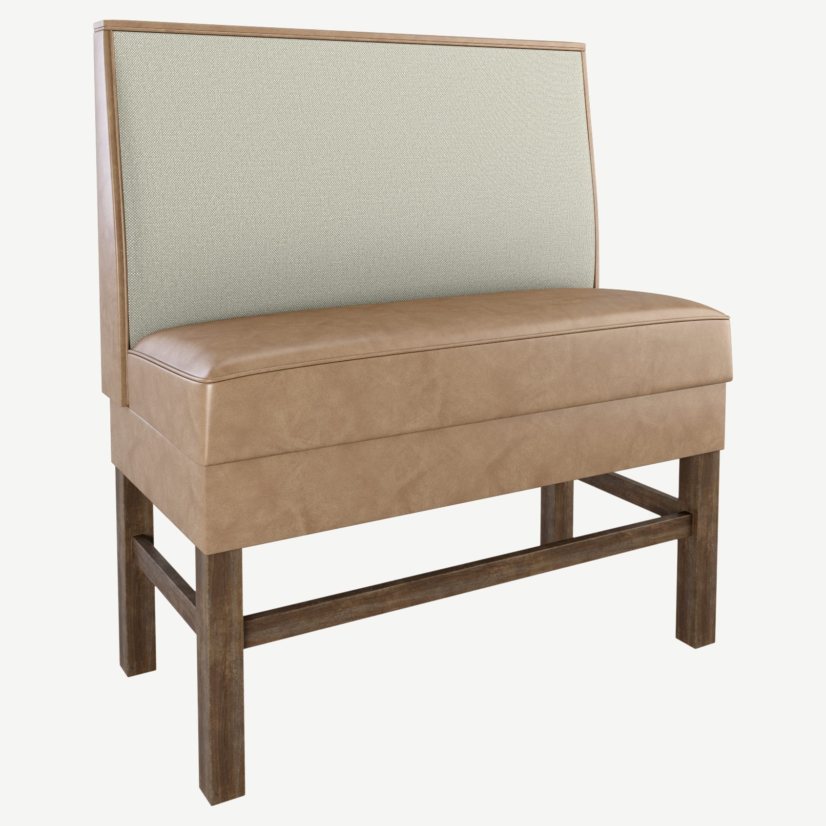 Plain Back Restaurant Booth with Extended Wood Legs Bar Height