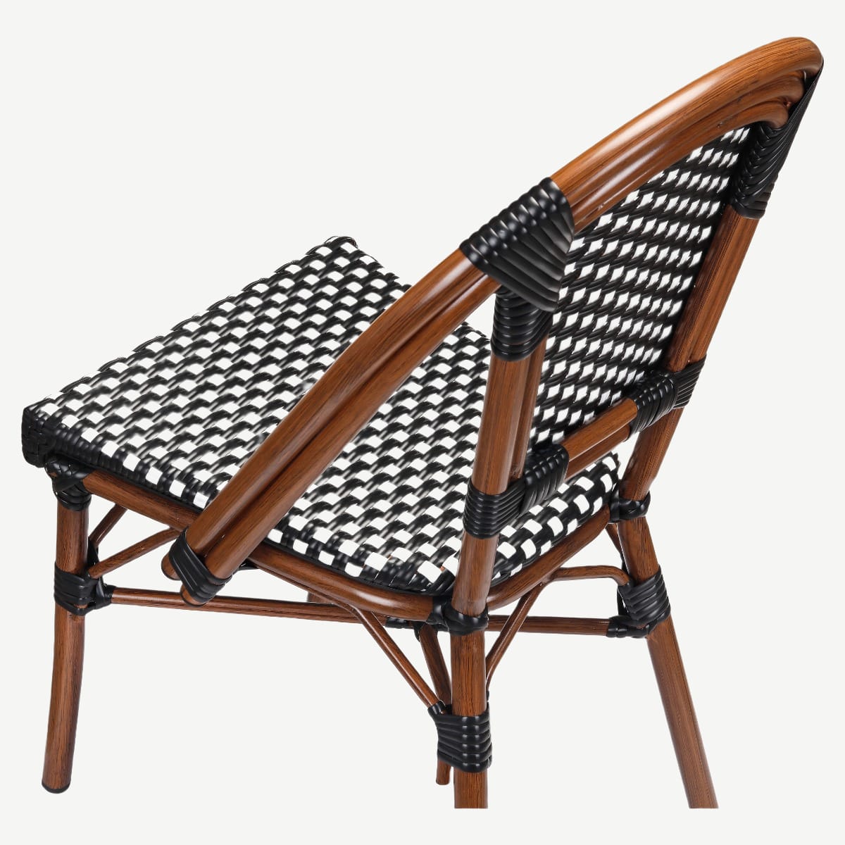 Aluminum Bamboo Patio Chair With Black White Rattan