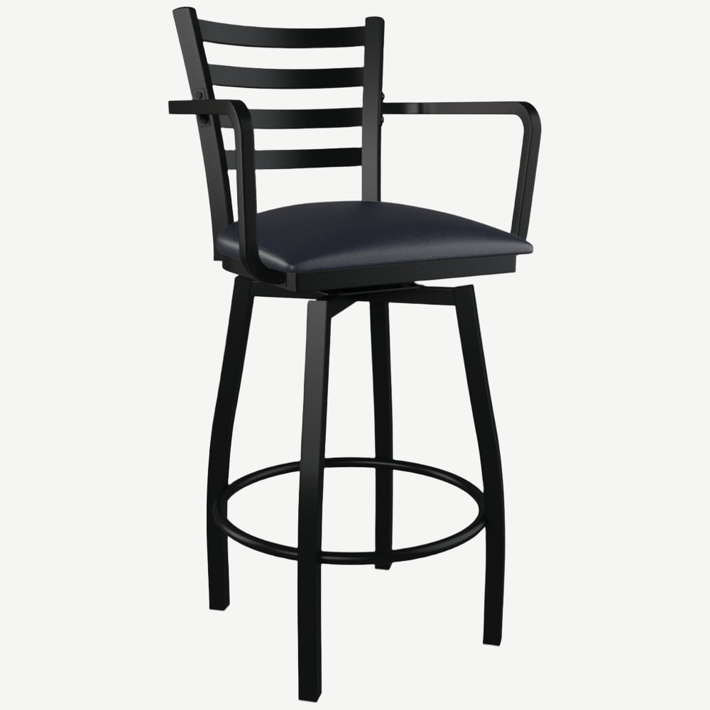 Ladder Back Swivel Bar Stool With Arms