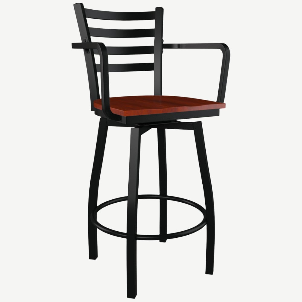 Ladder Back Swivel Bar Stool With Arms