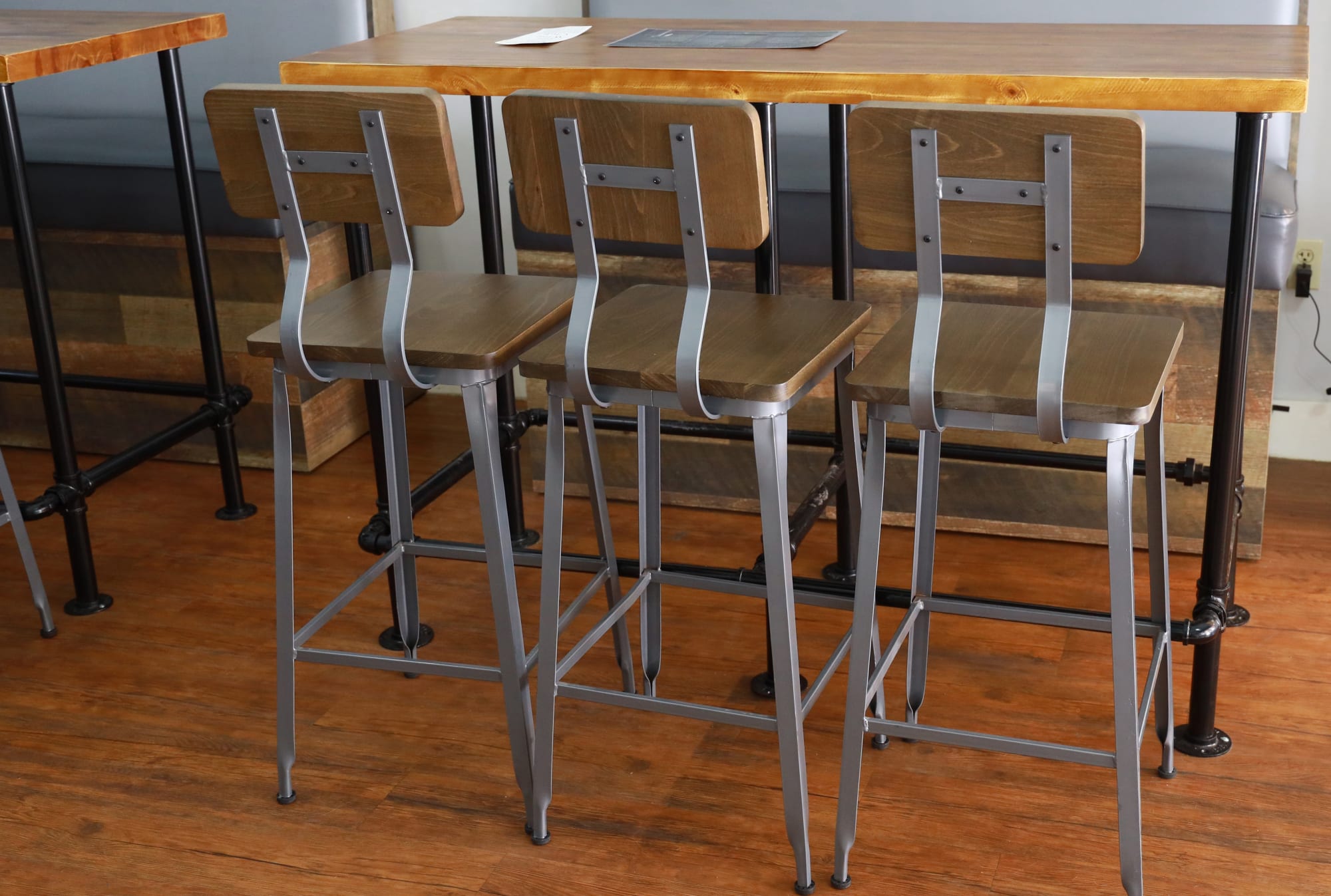 Industrial Brushed Steel Bar Stools Dark Grey Industrial Bar Stool